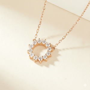 Collar con Colgante de Círculo Abierto con Moissanita de Corte Brillante Sunburst, Plata 925, Regalo de Boda, Joyería Fina al por Mayor para Mujer - Product Image 2