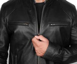 Veste d'hiver en cuir personnalisable pour hommes avec fermeture éclair de conception professionnelle et logo personnalisé - Product Image 3