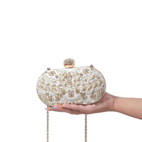 Pochette de Soirée Classique et Durable en Polyester Brodé pour Femme, Grande Taille, Faite à la Main en Inde avec Travaux de Fil, Idéale pour Cadeau, Imperméable