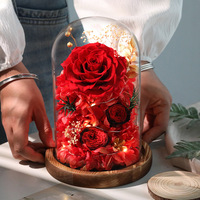 Vente en gros de boîtes de roses éternelles naturelles faites à la main, roses préservées sous cloche en verre pour la fête des mères, Noël, la Saint-Valentin, décoration de la maison