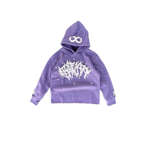 Sudadera con Capucha para Hombre, Estilo Vintage Desgastado, Lavado Ácido, con Pedrería, de Algodón French Terry, Desgarrada, Decolorada, Corte Cuadrado, con Cierre - Product Image 5