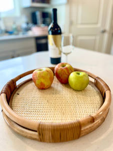 Bandeja redonda de ratán de alta calidad, multifuncional para almacenamiento. Hecho de materiales que son amigables con la naturaleza y los humanos. - Product Image 2