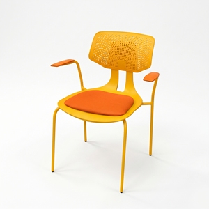 Chaise de bureau moderne en plastique avec accoudoirs fixes, dossier ouvert, design ergonomique, pieds en métal pour usage commercial - Product Image 6