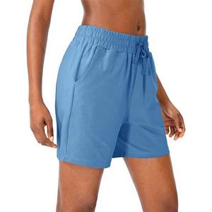 2025 Customized Eco-Friendly Quick Dry Women's High-Waist Gym Fitness Shorts Breathable Cotton Pattern Decoration <b>Drawstring</b> - Product Image 3