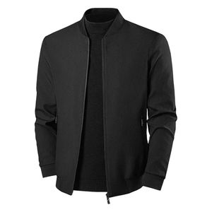 แจ็กเก็ตขนเป็ดบางลำลองแนวธุรกิจสำหรับผู้ชายมีปกเบสบอลเสื้อโค้ทผ้าแคนวาสทรงหลวมสีทึบ - Product Image 5