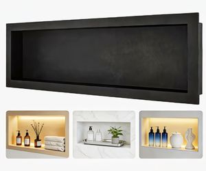 Tile Ready Shower Niche Insert Set - 2 Waterproof ABS Niches (16" & 15.6") For Bathroom Storage Organization