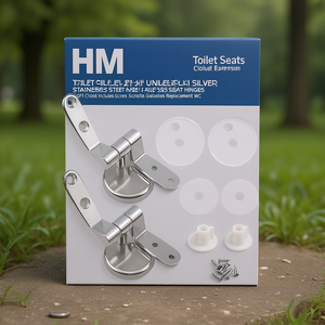 Kit complet moderne HM universel en alliage de zinc argenté et acier inoxydable, charnières de siège de toilette non électriques avec plaque de couvercle amortie à fermeture douce - Product Image 3
