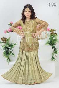 Vestido de organza elegante confeccionado de alta calidad para niñas, ropa transpirable paquistaní de calidad de exportación para niños con decoración de encaje - Product Image 4