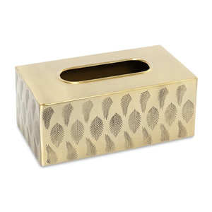 Porte boîte à mouchoirs en or rectangulaire avec ligne sculptée détaillant élégant couverture de mouchoirs en métal pour salle de bain chambre salon hôtel - Product Image 5