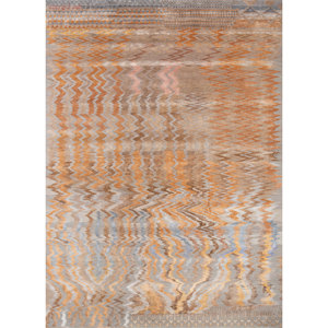 Alfombras Anudadas a Mano de Lana y Seda de Bambú con Patrón Geométrico Clásico Freedom Manchaha para Decoración de Sala de Estar - Les-1960 Gris Negro - Product Image 1