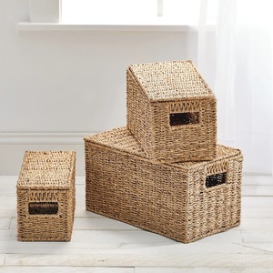 Cajas de almacenamiento de ropa de hierba marina, organizadores de paja tejida, cajas de hierba marina natural, organizador de armario - Product Image 1