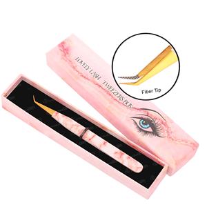 Pinzas de extensión de pestañas de acero inoxidable de alta calidad al por mayor pinzas de pestañas individuales caja de fibra puntiaguda embalaje privado - Product Image 5