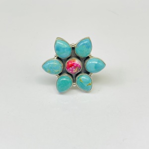 Kingman turquesa dedo completo declaración anillo bohemio boda y fiesta promesa regalo elegante joyería - Product Image 1