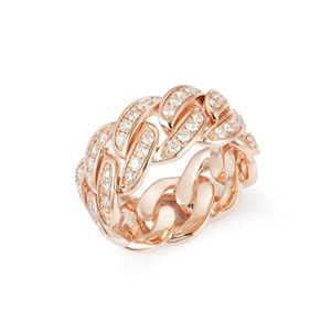 Anillo de Eslabones Cubanos con Moissanita de Corte Redondo - Product Image 1