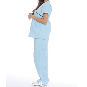 Uniformes hospitaliers les plus vendus gommages médicaux décontractés pour femmes ensembles d'uniformes d'allaitement à broderie personnalisée et à manches courtes - Product Image 2