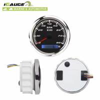 Tachymètre LED blanc à face noire 85mm électrique 80 tr/min avec compteur horaire jauge Canbus J1939 marine