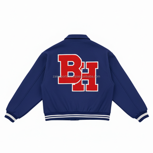350 GSM laine mélangée Varsity Jacket personnalisé brodé Chenille Patch Logo bleu marine classique collège Style femmes Varsity Jacket - Product Image 2