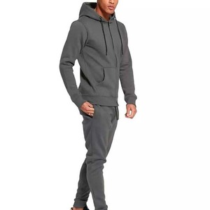 Ensemble de survêtement à capuche zippé uni pour homme avec logo personnalisé, tissu en molleton 100% coton - Product Image 3