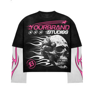 Nouveau design, logo personnalisé, streetwear tendance, sweat-shirt pour homme en taille plus, délavé au soleil, délavé, épaules tombantes, uni, lavage à l'acide - Product Image 3