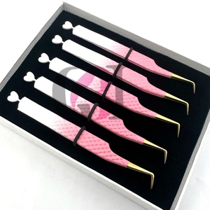 Pointe dorée professionnelle en acier inoxydable, antistatique, antimagnétique, avec revêtement en poudre bicolore et découpe en forme de cœur à 90 degrés sur le côté arrière - Product Image 1