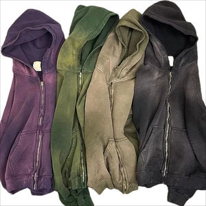 Sweat à capuche surdimensionné lavé à l'acide personnalisé poids lourd 100% coton éponge française hiver Vintage sweats à capuche pour hommes - Product Image 2