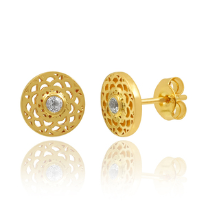 Pas cher prix promotion cadeau plaqué or 925 argent sterling zircon pierre blanche boucle d'oreille pour les femmes bijoux de mode - Product Image 3
