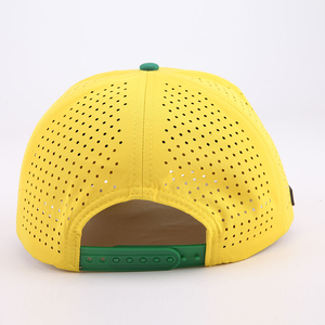 VN Vente en gros Chapeau de golf personnalisé Chapeau blanc Logo personnalisé Fermeture arrière en plastique Corde Matériau imperméable Trous découpés au laser 5 panneaux - Product Image 4