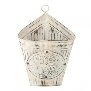 Macetas de pared galvanizadas semiredondas Maceta galvanizada colgante Maceta de pared de estilo americano recubierta de polvo de color marfil Macetas montadas en la pared - Product Image 1