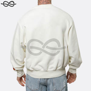 Sweat à col rond Couleur blanche Sweat en coton brodé à manches longues et bordures côtelées avec imprimé personnalisé - Product Image 2