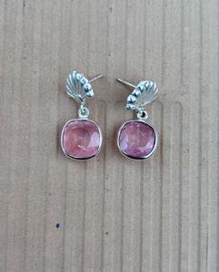 Pendiente hecho a mano de morganita de Plata de Ley 925, hermoso pendiente de mujer. - Product Image 4