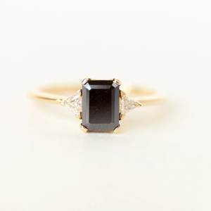 แหวนพลอยโมราสีดำรูปแปดเหลี่ยม925แข็งสีเงินสเตอร์ลิงประดับทองแบบเรียบง่ายเครื่องประดับเงินชั้นดีขายส่งจำนวนมาก - Product Image 1