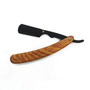 Venta al por mayor de estilo de madera de los hombres de afeitar recta con mango plegable logotipo privado Barba Corte Hoja de afeitar - Product Image 3