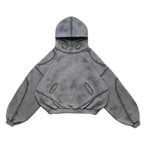 Latest Design Oversize Acid Wash Hoodies Custom Winter Street Style Solid Pattern Jersey Cotton Breathable Made Pakistan - Product Image 2