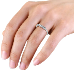 10K Gold Lab Grown Round Cut Diamond Wedding Band Joyas de oro blanco para mujeres Anillo de compromiso Regalo para ella - Product Image 2