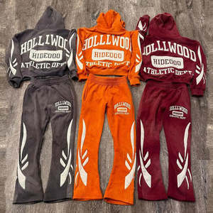 Jersey de entrenamiento para correr personalizable para hombre, chándal de lana cómodo de dos piezas con capucha de gran tamaño, estampado de invierno - Product Image 1