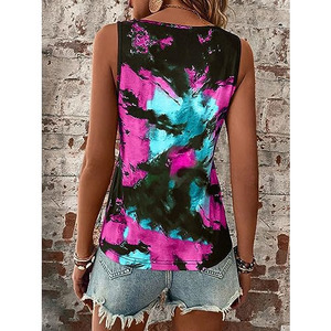 Débardeur personnalisé Chemise grande taille pour femmes Gilet d'été T-shirts pour femmes Débardeurs sans manches imprimés tie dye - Product Image 3
