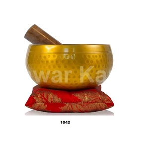 Cuenco de canto lateral redondo martillado dorado para Yoga y meditación Cuenco de canto para niñas, mujeres y hombres - Product Image 1