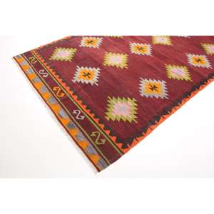 Tapis vintage, grand tapis de 5,7 x 10,4 pieds, tapis turc en laine à imprimé animal rouge - Product Image 2