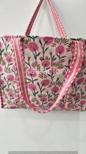 กระเป๋าผ้าควิลท์ทำจากผ้าฝ้ายอินเดียงานแฮนด์เมดกระเป๋าทรงสี่เหลี่ยมเก็บของแบบเปิดทันสมัยพิมพ์ลายบล็อกมือของขวัญช้อปปิ้งส่วนตัวสำหรับผู้หญิง - Product Image 6