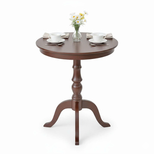Rustic Round <b>Coffee</b> <b>Table</b> Convertible Living Room Furniture with Durable Mango Wood and Decorative Turned Wooden Legs CFD68215 - Product Image 1