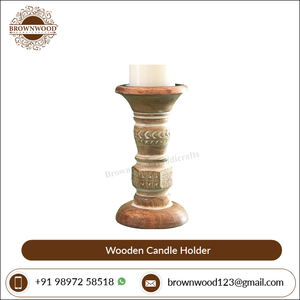 Lot de 2 bougeoirs en bois faits à la main au design unique pour la décoration de bougies d'intérieur d'Inde disponibles au prix de gros - Product Image 3