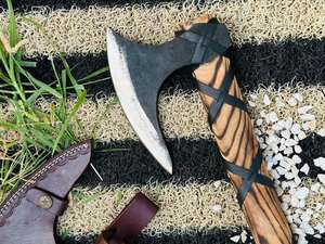 Custom Handmade High Carbon Steel <b>Viking</b> Hatchet Industrial Grade Steel Handle Leather Sheath 1.5kg Camping Daily Outdoor Use - Product Image 5