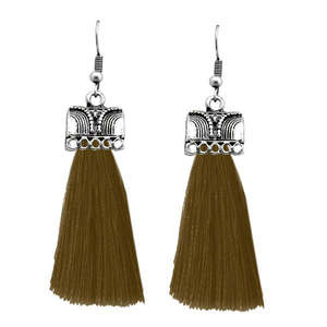 Tip Top Fashions Pendientes de hilo verde Chapado en plata 1312310H Accesorio de moda elegante - Product Image 1