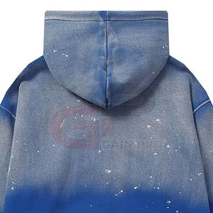 Sweat à capuche en détresse pour hommes avec ourlet brut et poche avant pour streetwear décontracté, sweat à capuche en détresse pour hommes - Product Image 4