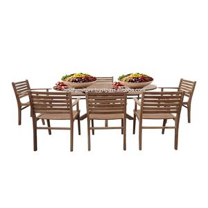 Modern Indonesian Teak <b>Wood</b> Patio Set Lightweight Outdoor <b>Chairs</b> with Oval Dining <b>Table</b> - Product Image 1