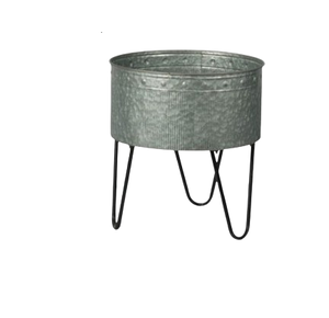 Jardinière de fleurs galvanisée classique avec support en fer pour décor de jardin et de balcon Pot durable pour une utilisation intérieure et extérieure - Product Image 1