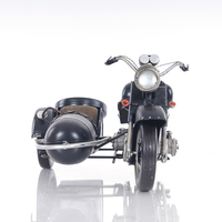Modèle de moto vintage noir artisanal en fer, léger, rectangulaire, objet de collection décoratif pour table, style ancien et moderne