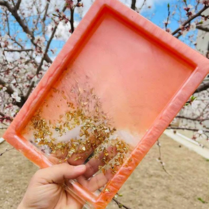 Plateau décoratif en résine de haute qualité, rectangulaire, disponible en plusieurs couleurs pour la décoration intérieure - Product Image 1