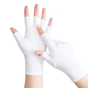 Gants de cyclisme pour femmes, 1 paire, élastique, anti-UV, demi-doigts, noir, blanc, gris, été, mince et court - Product Image 3