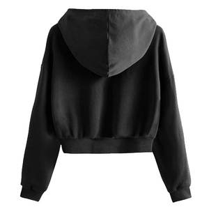 Sudadera con capucha corta de algodón 100% ligera con logo personalizado 2025 para mujer, media cremallera, estilo deportivo, técnica activa, para invierno - Product Image 2